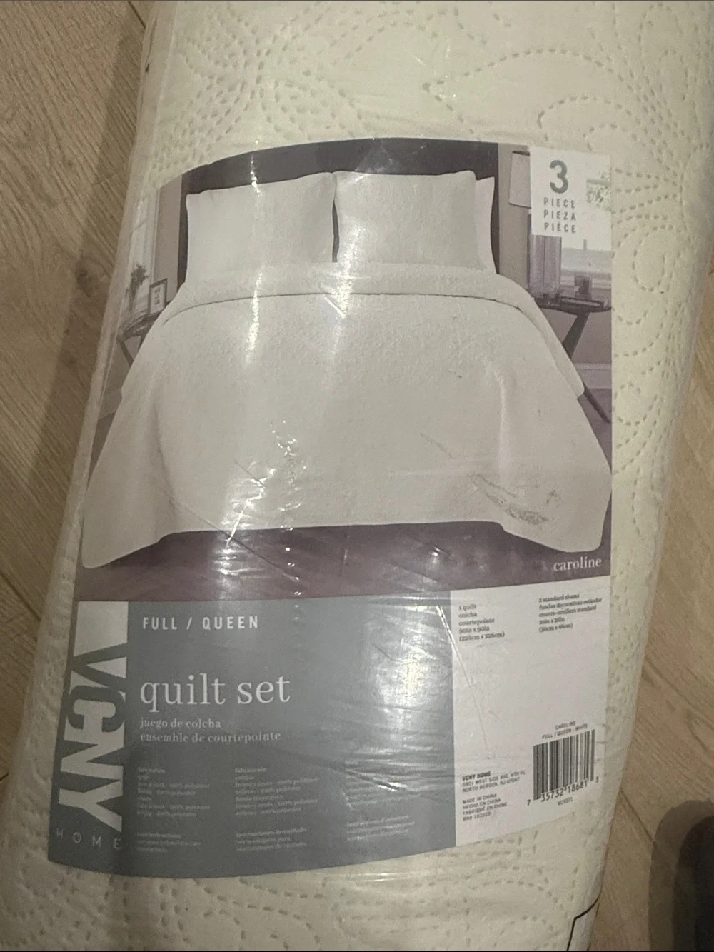 Caroline Full/Queen White Quilt Set - 3 Piece
